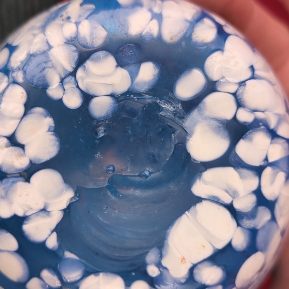 Vintage Hand Blown Blue And White Bud Vase 6.5" Tall - Picture 8 of 8